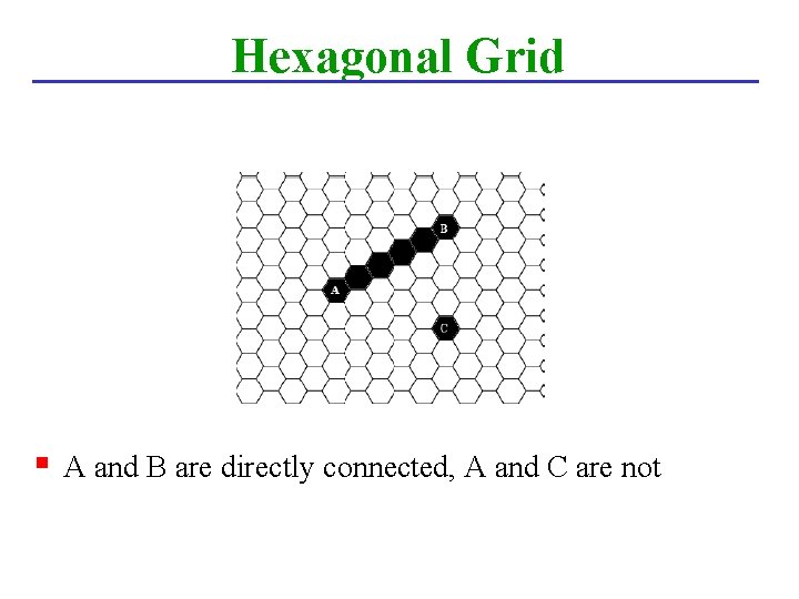 Hexagonal Grid § A and B are directly connected, A and C are not
