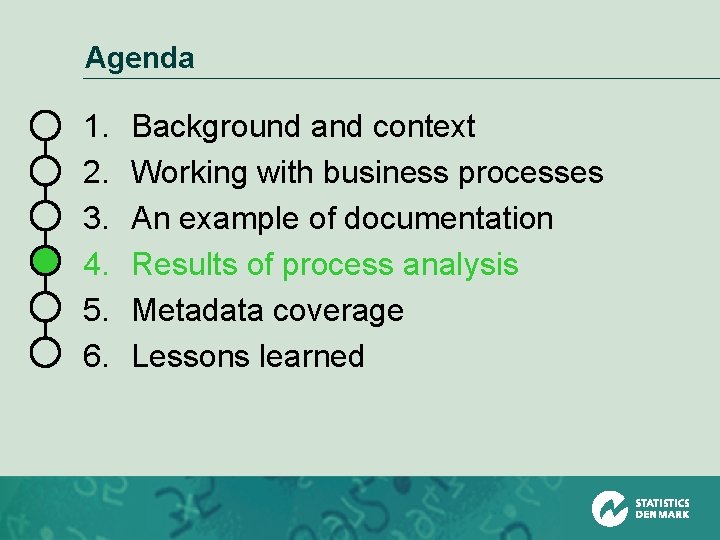 Agenda 1. 2. 3. 4. 5. 6. Background and context Working with business processes