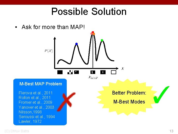 Possible Solution • Ask for more than MAP! M-Best MAP Problem Flerova et al.