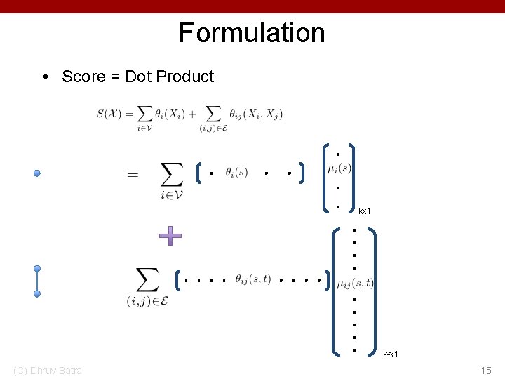 Formulation • Score = Dot Product kx 1 k 2 x 1 (C) Dhruv