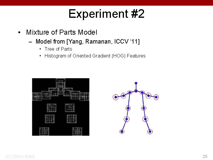 Experiment #2 • Mixture of Parts Model – Model from [Yang, Ramanan, ICCV ‘