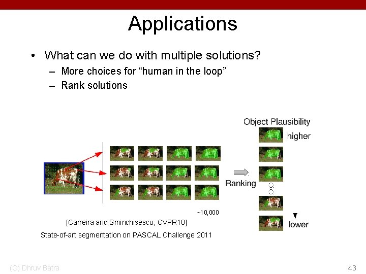 Applications • What can we do with multiple solutions? – More choices for “human