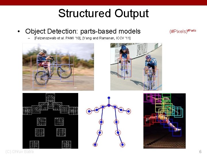 Structured Output • Object Detection: parts-based models – (C) Dhruv Batra (#Pixels)#Parts [Felzenszwalb et