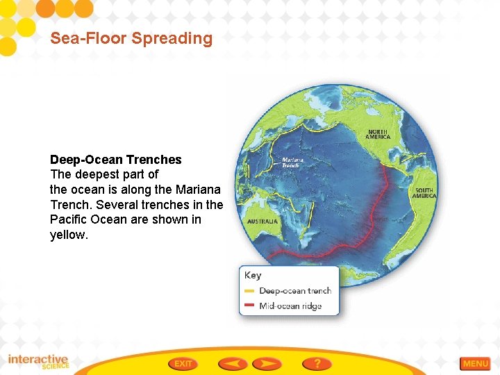 Sea-Floor Spreading Deep-Ocean Trenches The deepest part of the ocean is along the Mariana