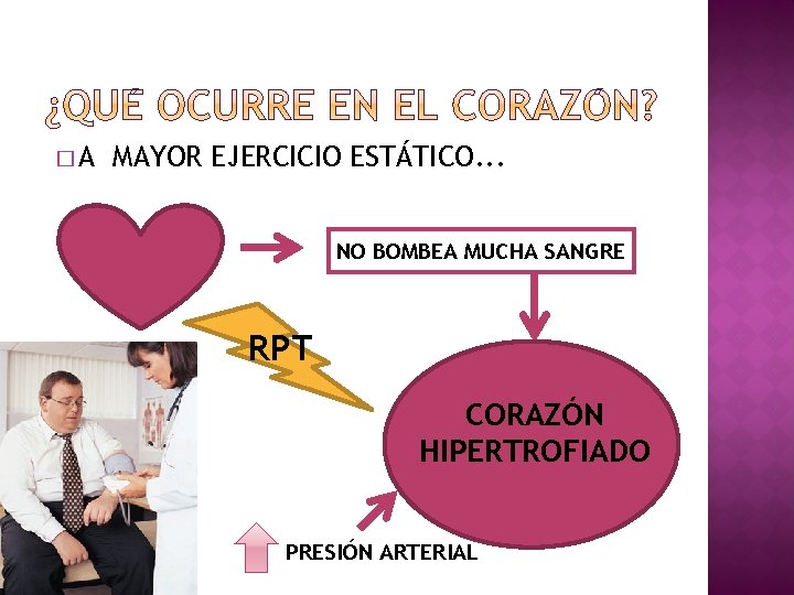 �A MAYOR EJERCICIO ESTÁTICO. . . NO NO BOMBEA MUCHA SANGRE RPT CORAZÓN HIPERTROFIADO