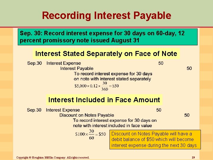 Recording Interest Payable Sep. 30: Record interest expense for 30 days on 60 -day,