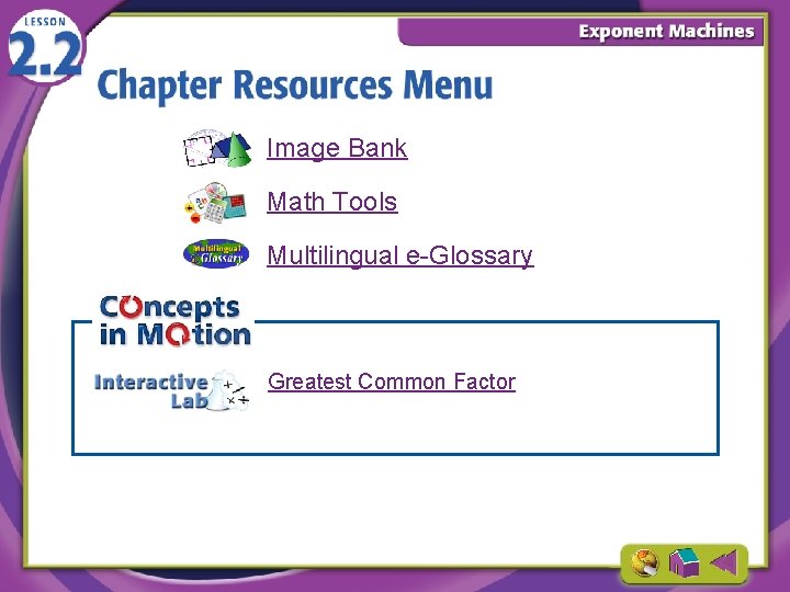 Image Bank Math Tools Multilingual e-Glossary Greatest Common Factor 