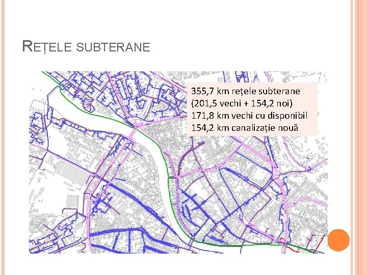 REȚELE SUBTERANE 355, 7 km rețele subterane (201, 5 vechi + 154, 2 noi)
