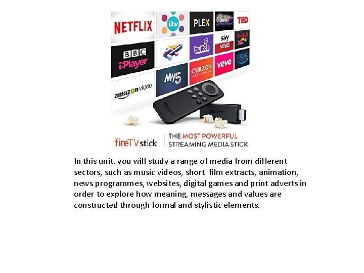 In this unit, you will study a range of media from different sectors, such
