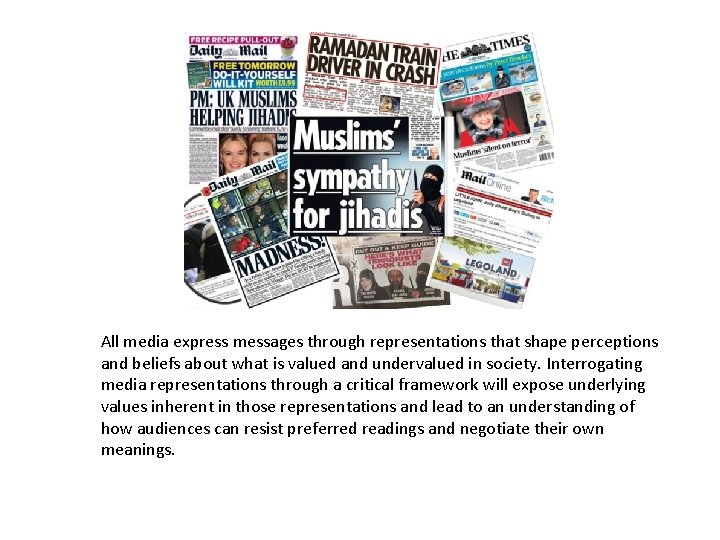 All media express messages through representations that shape perceptions and beliefs about what is