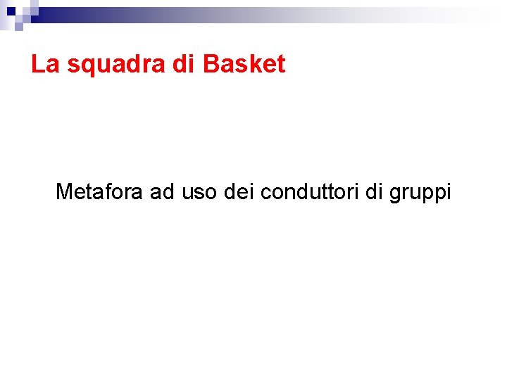 La squadra di Basket Metafora ad uso dei conduttori di gruppi 