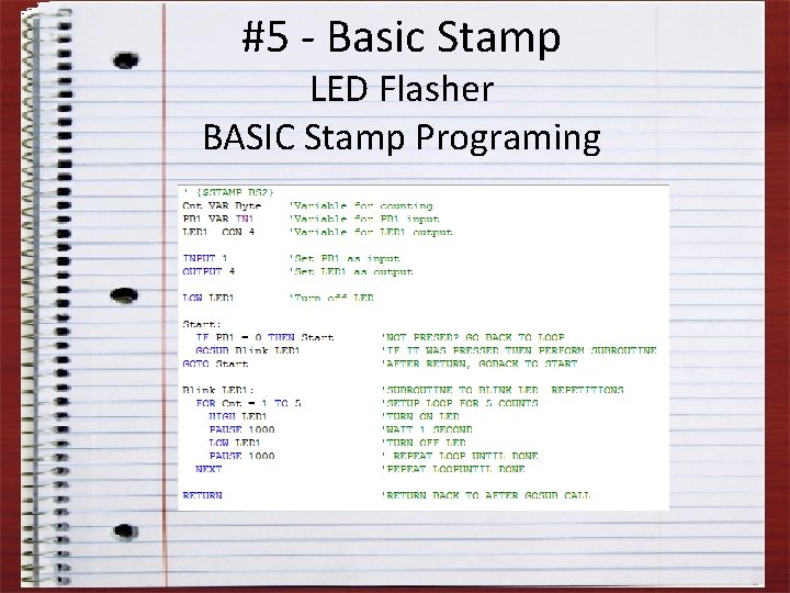 #5 - Basic Stamp LED Flasher BASIC Stamp Programing 