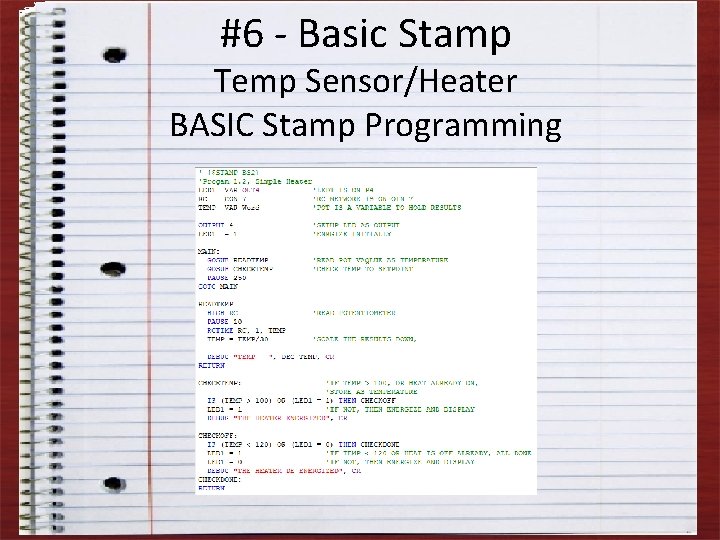 #6 - Basic Stamp Temp Sensor/Heater BASIC Stamp Programming 