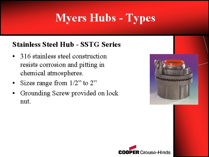 Myers Hubs - Types Stainless Steel Hub - SSTG Series • 316 stainless steel