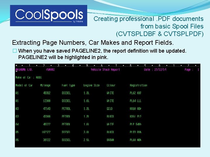 Creating professional. PDF documents from basic Spool Files (CVTSPLDBF & CVTSPLPDF) Extracting Page Numbers,