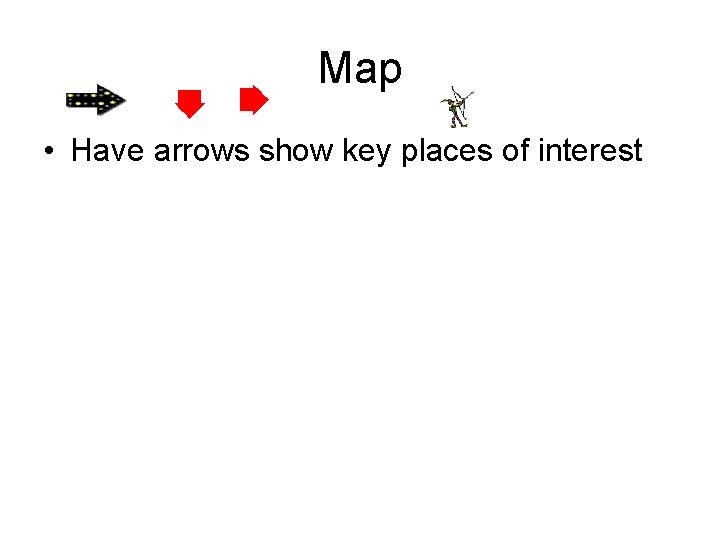 Map • Have arrows show key places of interest 