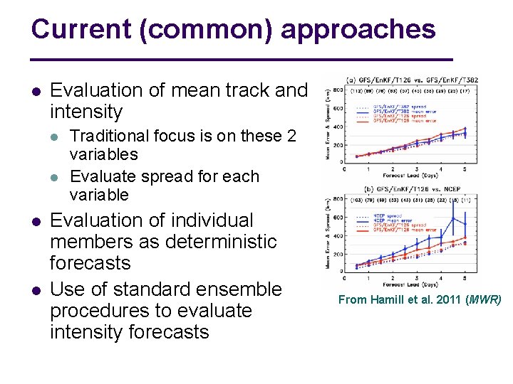 Current (common) approaches l Evaluation of mean track and intensity l l Traditional focus