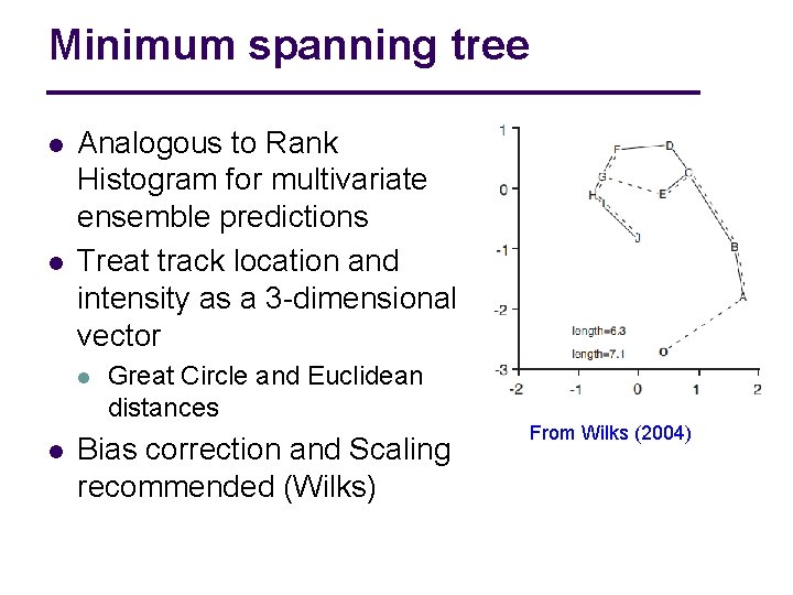 Minimum spanning tree l l Analogous to Rank Histogram for multivariate ensemble predictions Treat