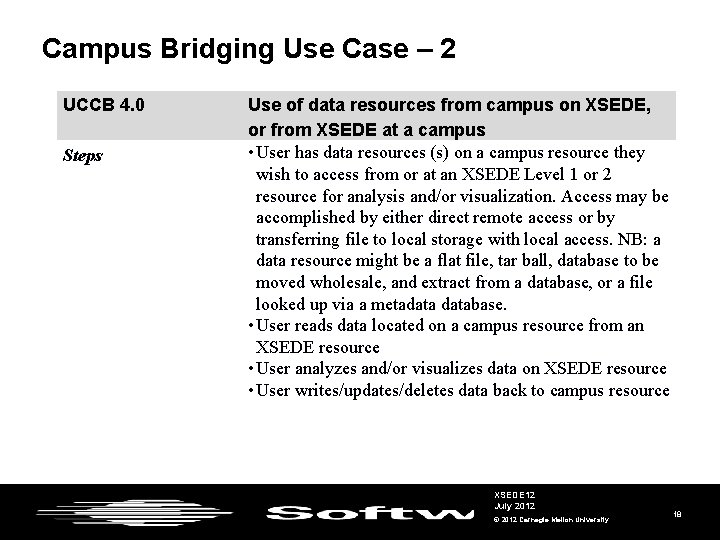 Campus Bridging Use Case – 2 UCCB 4. 0 Steps Use of data resources