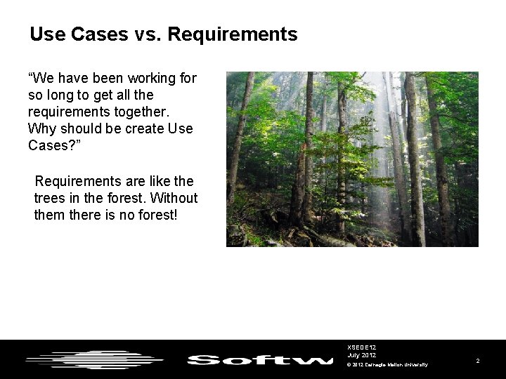 Use Cases vs. Requirements “We have been working for so long to get all