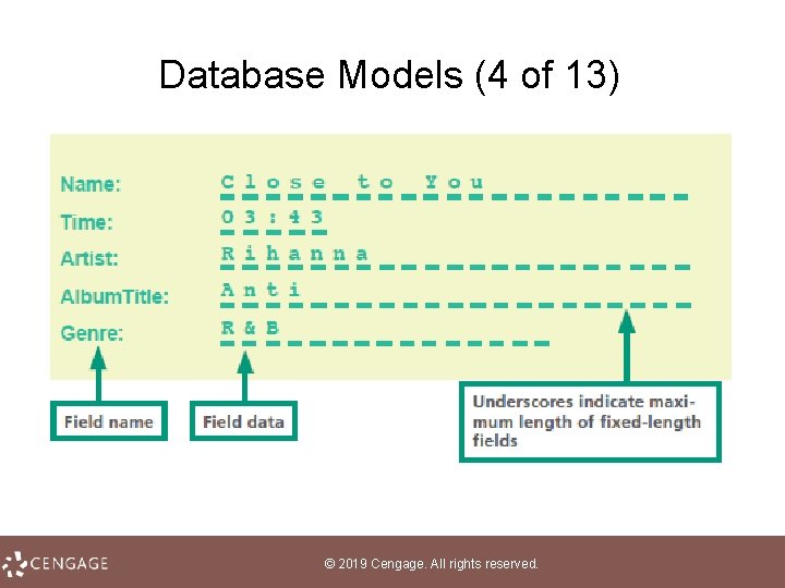 Database Models (4 of 13) © 2019 Cengage. All rights reserved. 