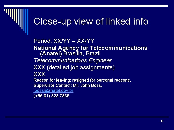 Close-up view of linked info Period: XX/YY – XX/YY National Agency for Telecommunications (Anatel)