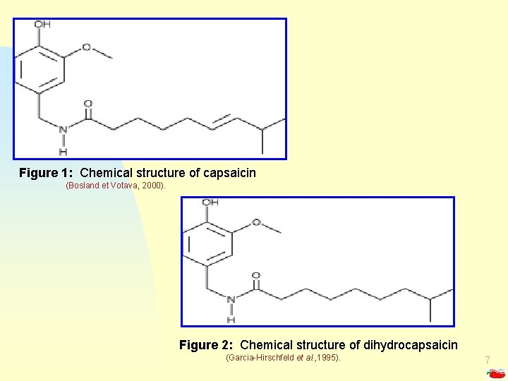 Figure 1: Chemical structure of capsaicin (Bosland et Votava, 2000). Figure 2: Chemical structure