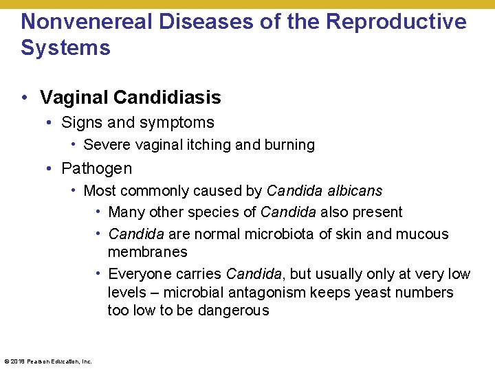 Nonvenereal Diseases of the Reproductive Systems • Vaginal Candidiasis • Signs and symptoms •