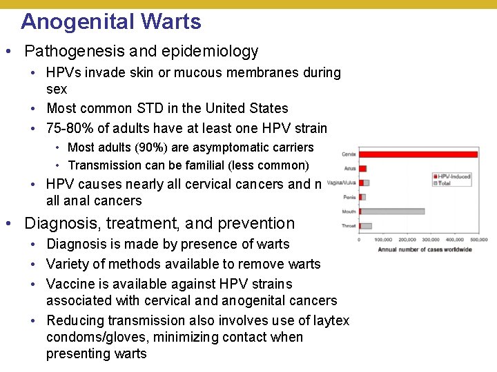 Anogenital Warts • Pathogenesis and epidemiology • HPVs invade skin or mucous membranes during