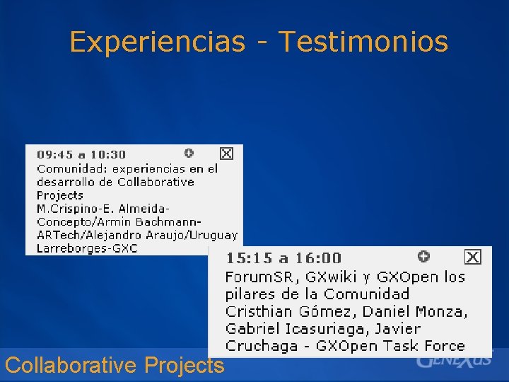 Experiencias - Testimonios Collaborative Projects 