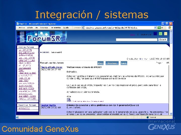 Integración / sistemas Comunidad Gene. Xus 