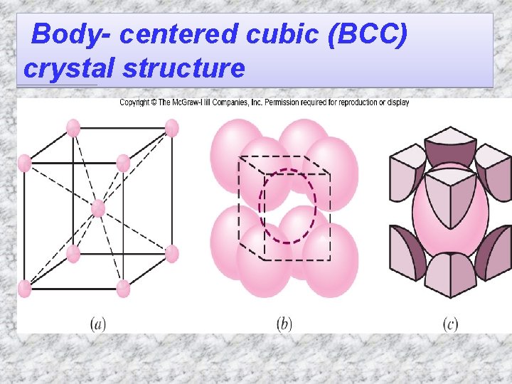 Body- centered cubic (BCC) crystal structure 
