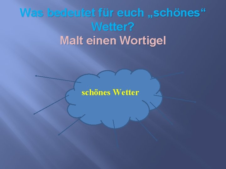 Was bedeutet für euch „schönes“ Wetter? Malt einen Wortigel schönes Wetter 