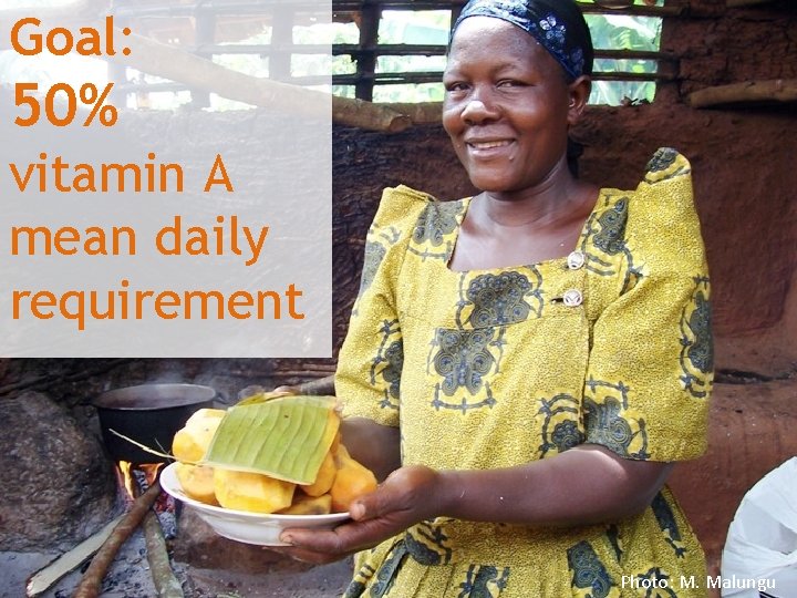 Goal: 50% vitamin A mean daily requirement Photo: M. Malungu 