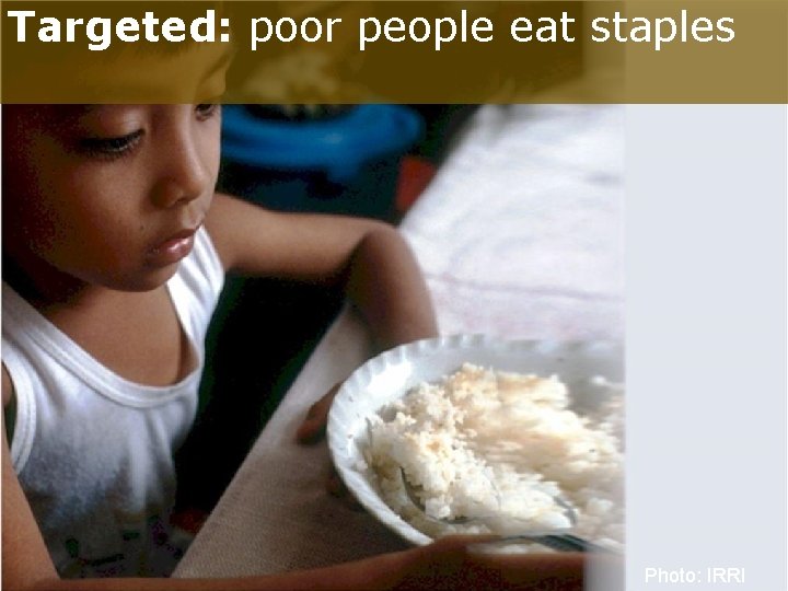 Targeted: poor people eat staples Photo: IRRI 
