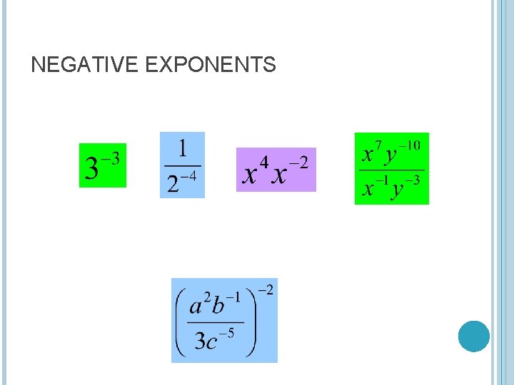 NEGATIVE EXPONENTS 