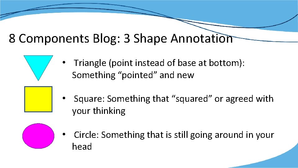 8 Components Blog: 3 Shape Annotation • Triangle (point instead of base at bottom):