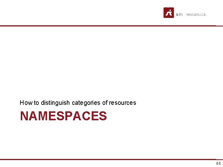 How to distinguish categories of resources NAMESPACES 44 