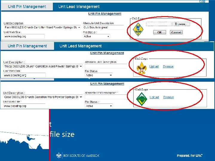 Unit logo • . jpg format • 2 mb max file size 