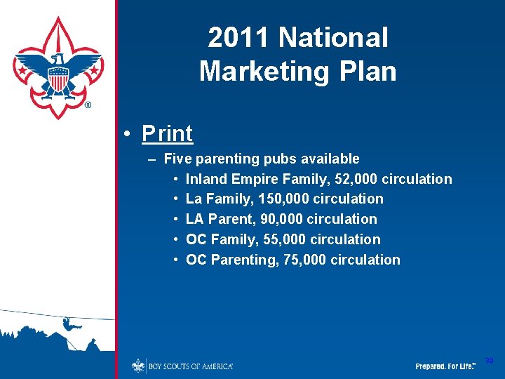 2011 National Marketing Plan • Print – Five parenting pubs available • Inland Empire