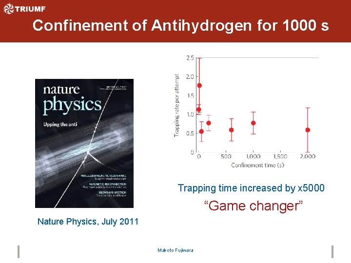 Confinement of Antihydrogen for 1000 s Trapping time increased by x 5000 “Game changer”