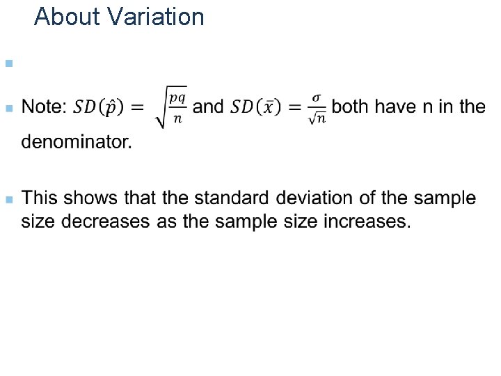 About Variation n 