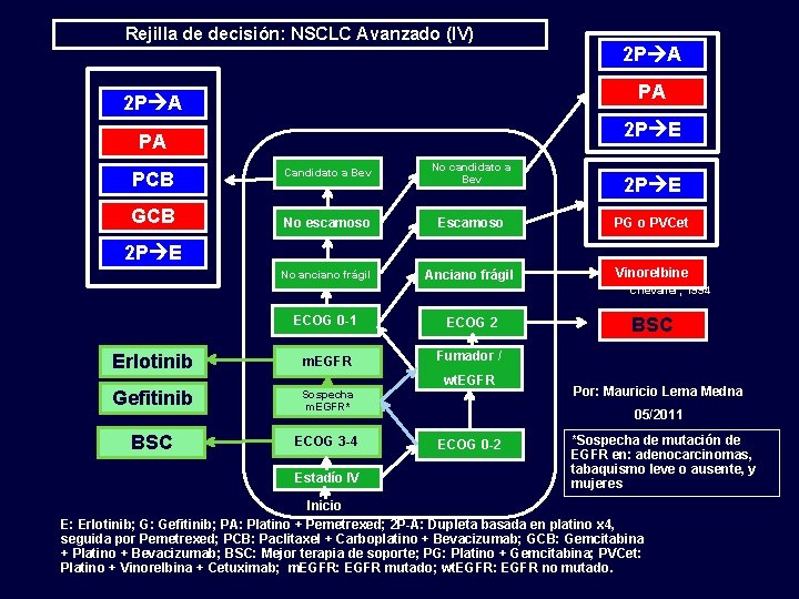 Rejilla de decisión: NSCLC Avanzado (IV) PA 2 P E PA PCB GCB 2