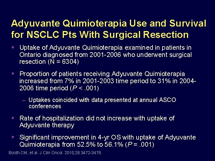 Adyuvante Quimioterapia Use and Survival for NSCLC Pts With Surgical Resection Uptake of Adyuvante