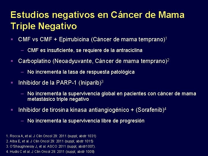 Estudios negativos en Cáncer de Mama Triple Negativo CMF vs CMF + Epirrubicina (Cáncer