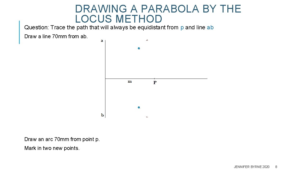 DRAWING A PARABOLA BY THE LOCUS METHOD Question: Trace the path that will always