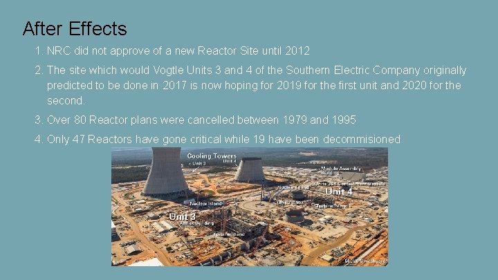 After Effects 1. NRC did not approve of a new Reactor Site until 2012