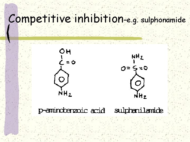 Competitive inhibition–e. g. sulphonamide 