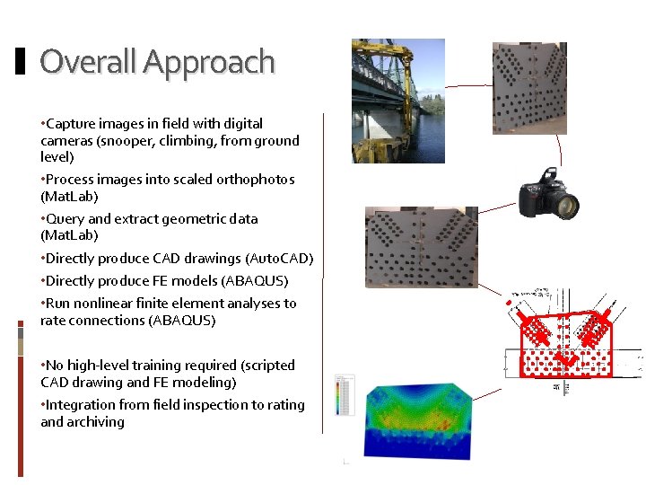 Overall Approach • Capture images in field with digital cameras (snooper, climbing, from ground