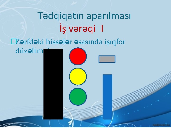 Tədqiqatın aparılması İş vərəqi I �Zərfdəki hissələr əsasında işıqfor düzəltmək 